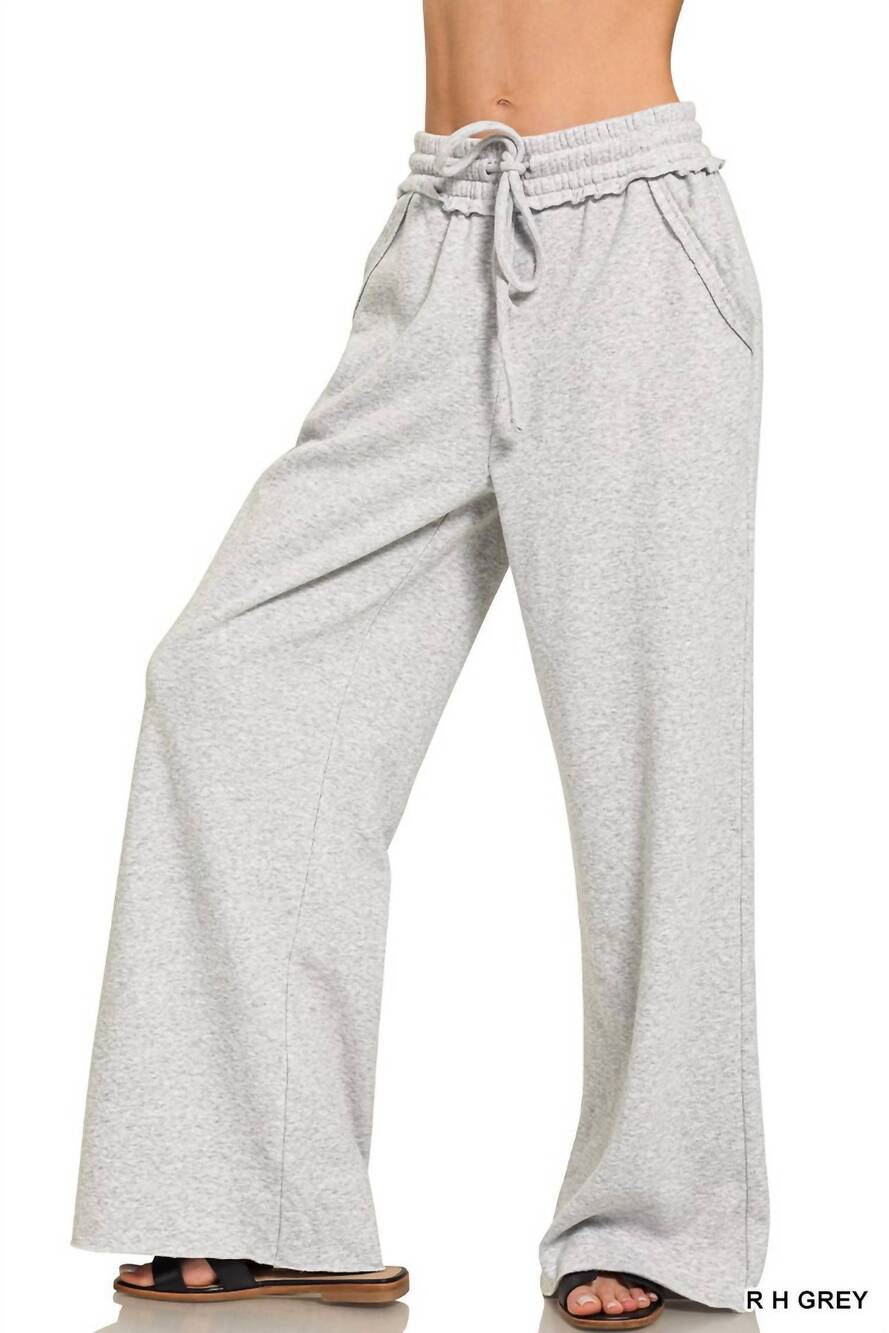 NEW ZENANA fleece exposed sweatpants in r h grey